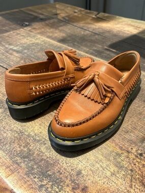 Unisex Dr. Martens ‘Adrian’ Woven Tassel Loafers in Cognac Brown